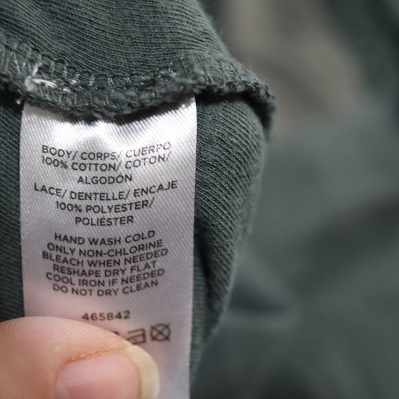 Loft Green Tank Top with Lacey Details Key Hole Med - Picture 11 of 11